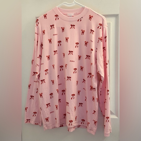 SKIMS Candy Bow Boyfriend Long Sleeve and Pant Set-Cherry Blossom size Medium - Picture 3 of 14